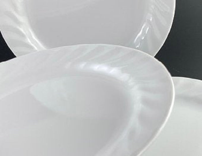 ❤️ 1 CORELLE Impressions ENHANCEMENTS 10.25" DINNER PLATE White Swirl Rim
