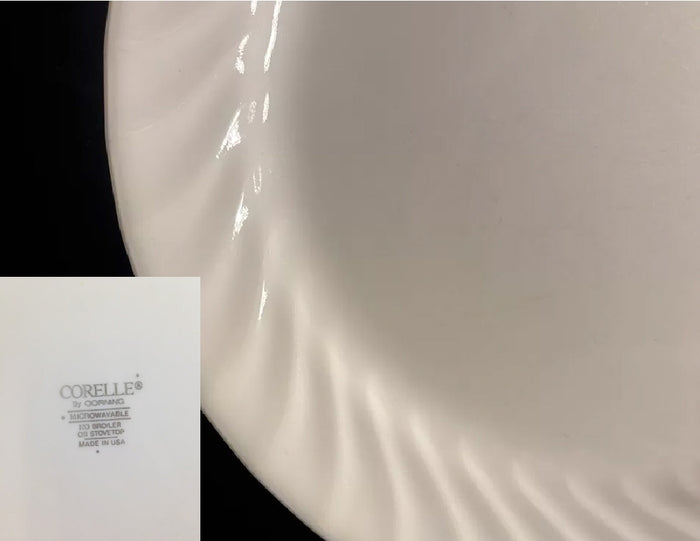 ❤️ 1 CORELLE Impressions ENHANCEMENTS 10.25" DINNER PLATE White Swirl Rim