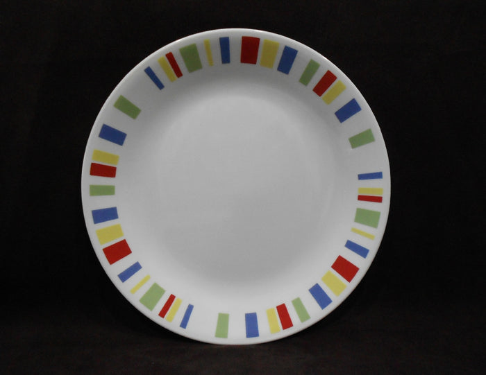 ❤️ 1 Corelle MEMPHIS 10.25" DINNER PLATE Large Meal / Red Blue Green Yellow Blocks