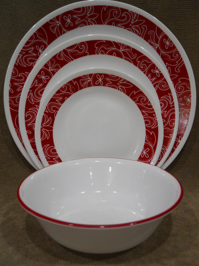 1 NEW Corelle BANDHANI 18-oz SOUP CEREAL SALAD BOWL 6.25" Dark Crimson Red Rim
