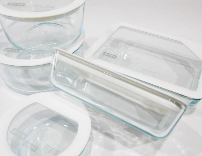 ❤️ 10-pc PYREX ULTIMATE Food Storage Container Set WHITE SILICONE & GLASS LIDS