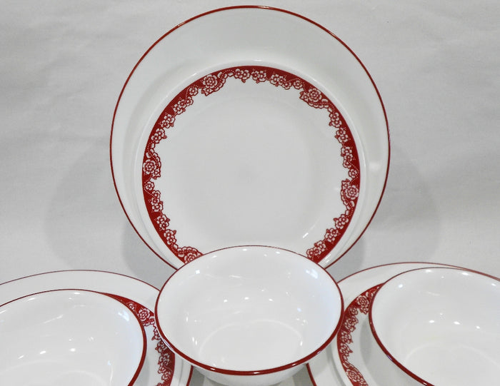 ❤️ 12-pc Corelle RED ROSE PARADE Dinnerware Set CHINESE New Year Flower Blossoms