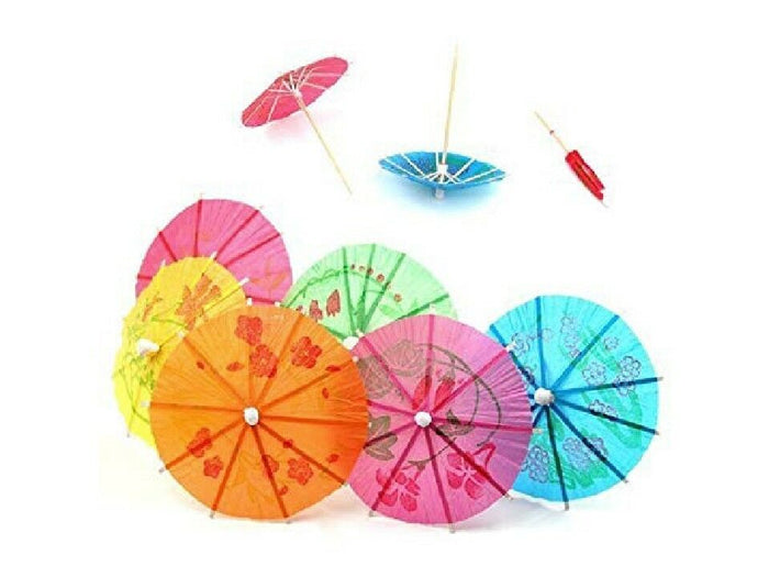 144 COLORFUL Paper PARASOLS Tropical Drink UMBRELLAS 4" FRUIT Cocktail Picks