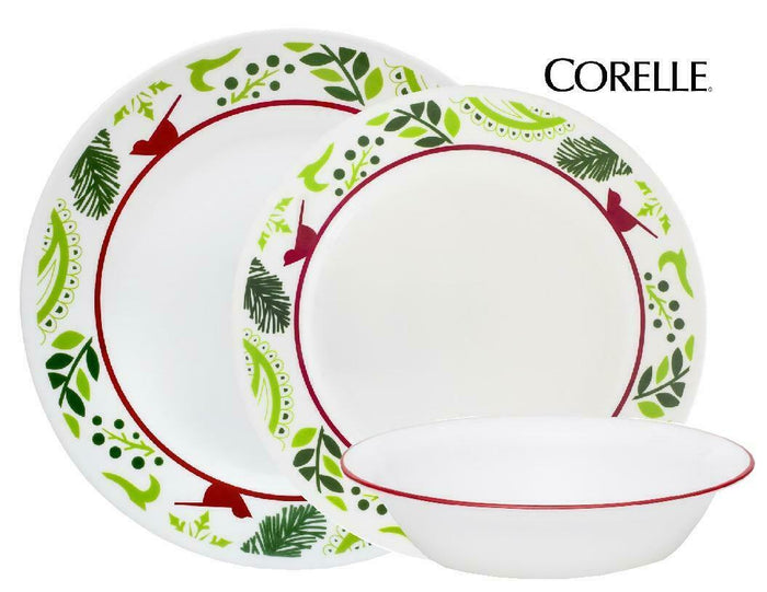 ❤️ 16-pc Corelle BIRDS and BOUGHS Dinnerware Set *CHRISTMAS + 2014 Holiday Plate