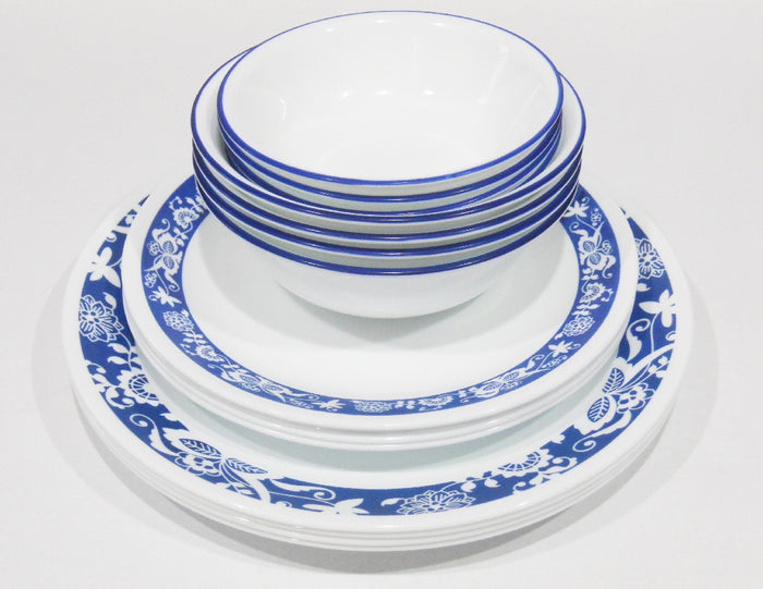 16-pc CORELLE Livingware TRUE BLUE Dinnerware Set *Reverse Old Town Navy Cobalt