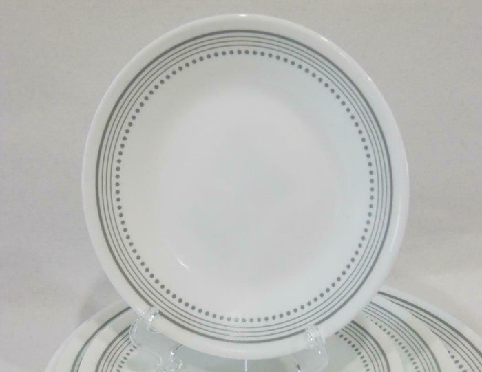 ❤️ 16-pc Corelle MYSTIC GRAY Dinnerware Set SOFT GREY BANDS & DOTS BORDER