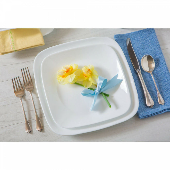 16-pc Corelle PURE WHITE SQUARE Dinnerware Set *Dinner, Lunch Plates, Bowls & Mugs
