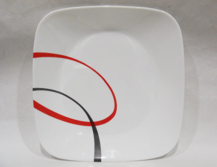 16-pc CORELLE Square FINE LINES DINNERWARE SET *Black Red Sweeping Arcs