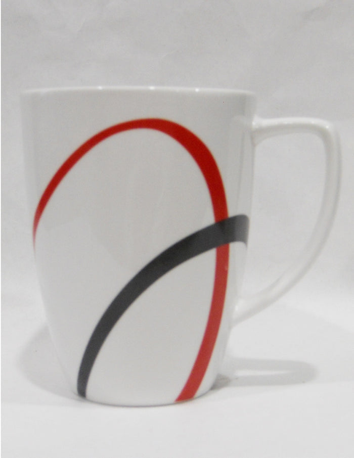 16-pc CORELLE Square FINE LINES DINNERWARE SET *Black Red Sweeping Arcs