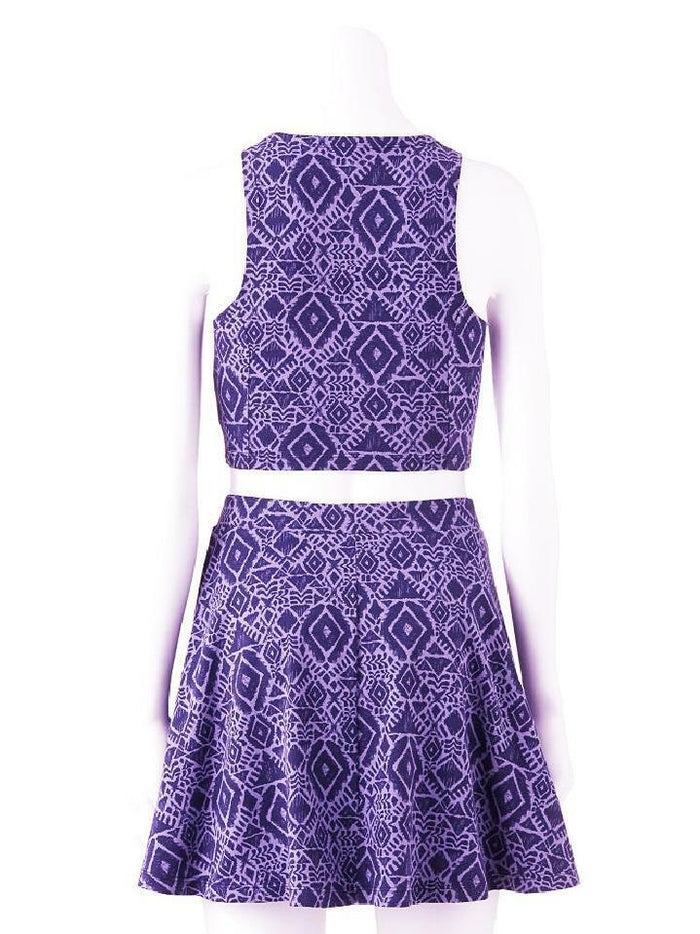2-pc Aztec Snake Eye Purple TANK TOP & SKATER SKIRT SET Adorable Summer Outfit