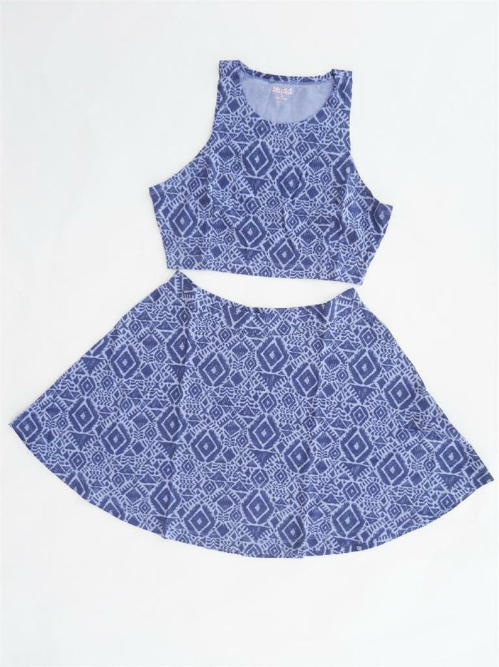 2-pc Aztec Snake Eye Purple TANK TOP & SKATER SKIRT SET Adorable Summer Outfit