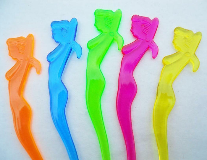 20 MERMAID 6" Acrylic TROPICAL DRINK Cocktail STIRRERS Swizzle Sexy Lady Love