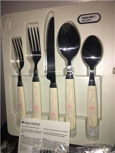 20-pc Corelle ENGLISH BREAKFAST Stainless FLATWARE Set *Pink Blue Sandstone