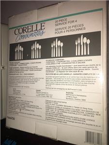 20-pc Corelle ENGLISH BREAKFAST Stainless FLATWARE Set *Pink Blue Sandstone