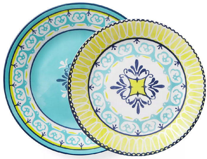 ❤️ 20-pc Corelle Signature SORRENTO DINNERWARE SET *Mediterranean Italy Turquoise Yellow