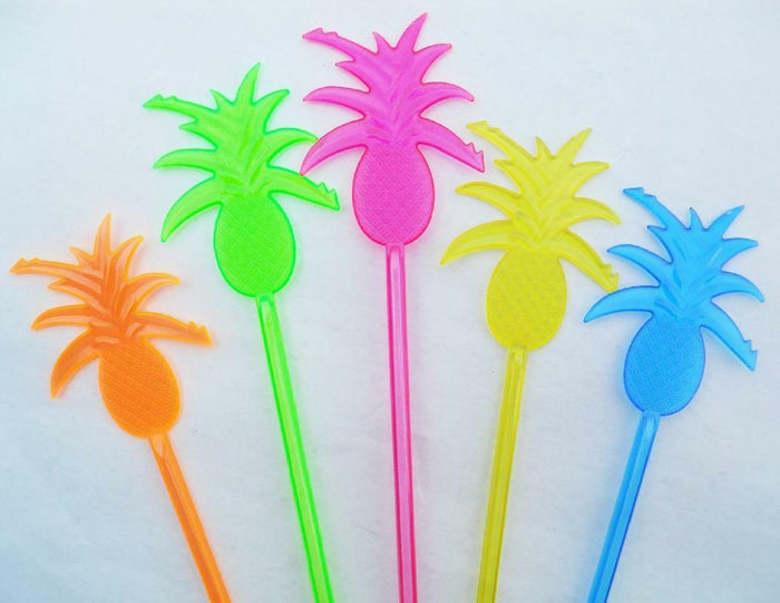 20 PINEAPPLE Fruit 9.5" Tall Acrylic TROPICAL DRINK Cocktail Swizzle STIRRERS