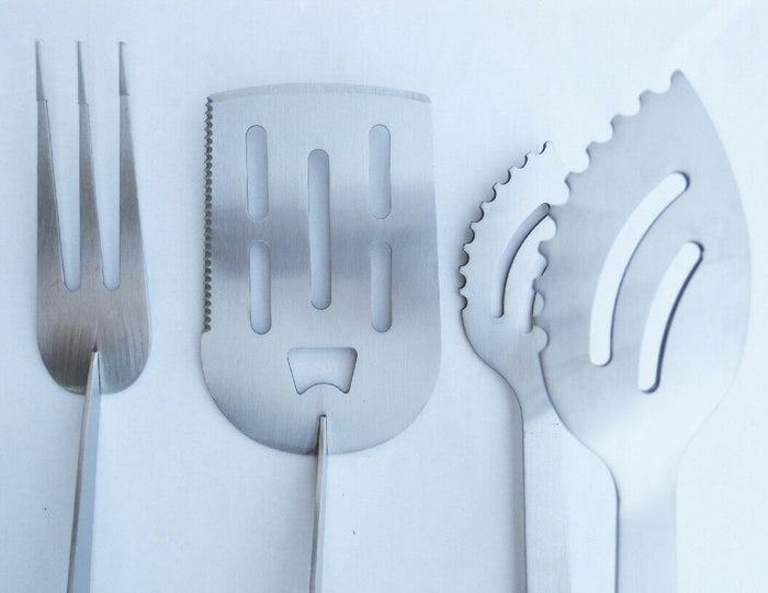 3-pc Charcoal Companion Rosewood FOLDING BBQ GRILL UTENSILS *SPATULA FORK TONGS