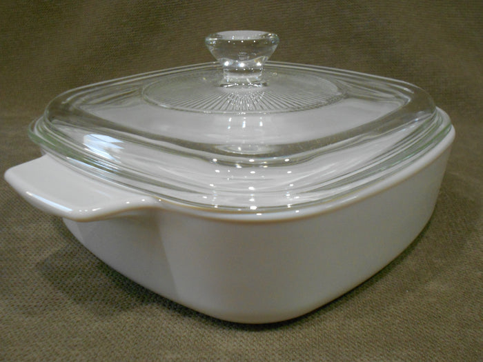 ❤️ 3-pc CORNINGWARE 1-Qt CASSEROLE & COVERS A-1-B Pyroceram Winter Frost White