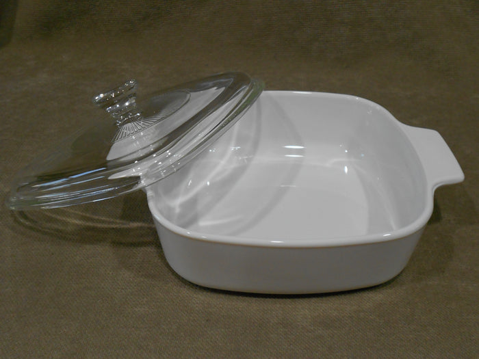 ❤️ 3-pc CORNINGWARE 1-Qt CASSEROLE & COVERS A-1-B Pyroceram Winter Frost White