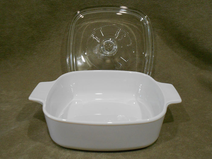 ❤️ 3-pc CORNINGWARE 1-Qt CASSEROLE & COVERS A-1-B Pyroceram Winter Frost White