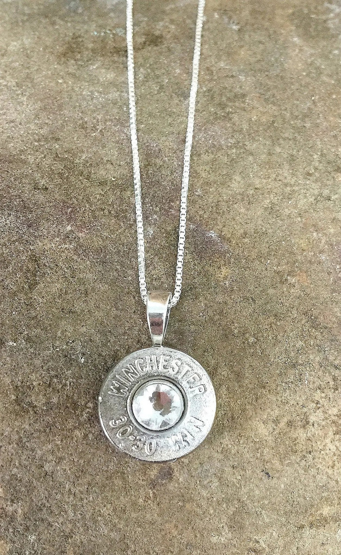 30-30 Sterling Silver Bullet Head Necklace