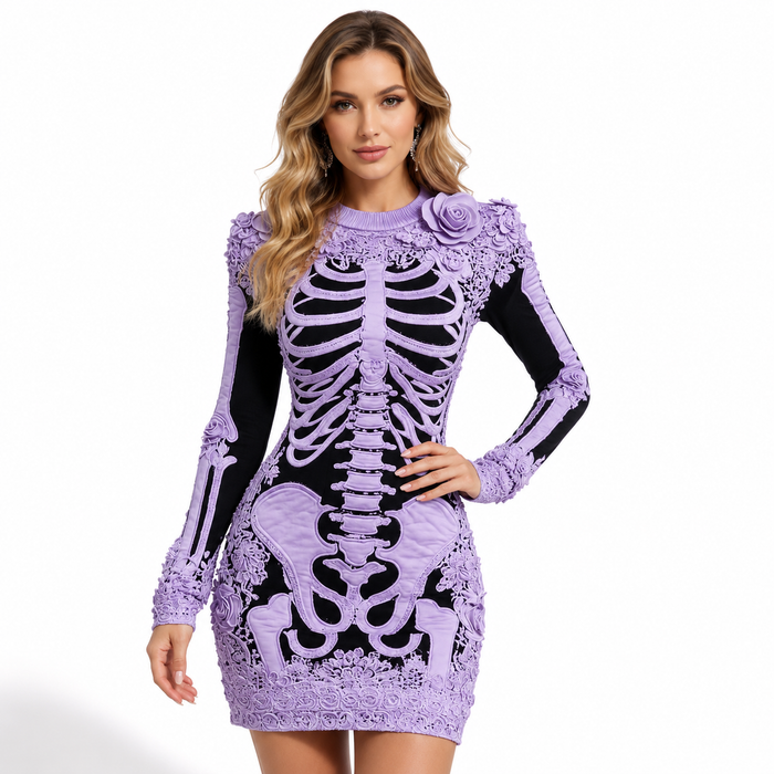 3D Printed Dress Women Digital Polyester Hip Fit Look