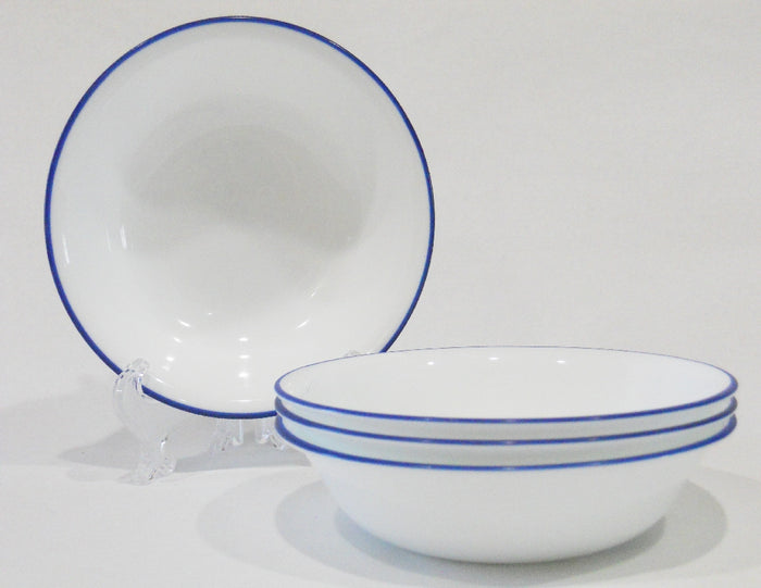 4 Corelle BREATHTAKING BLUE RIM 10-oz DESSERT BOWLS Fruit KEY WEST, TRUE, CAFE, MAVI