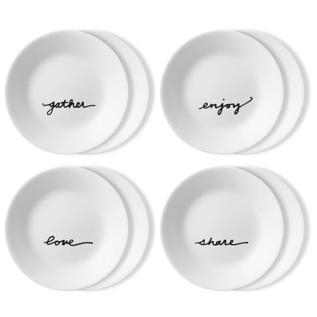 4 Corelle CELEBRATIONS THANKFUL 6 3/4" Appetizer Plates LOVE SHARE GATHER ENJOY