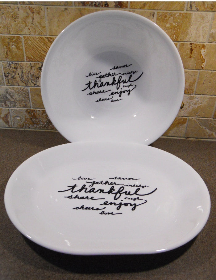 6-pc Corelle CELEBRATIONS THANKFUL 2 Qt Serving Bowl, Platter & Appetizer Plates