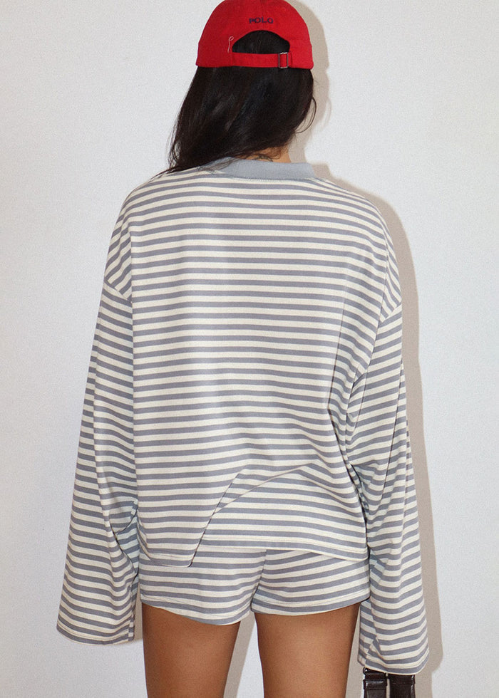 Ada Striped Lounge Shorts - Grey