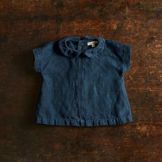 Alder Baby Tunic Top - Linen - Midnight