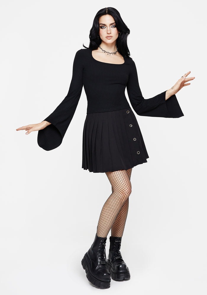 Amata Square Neck Flared Long Sleeve Top