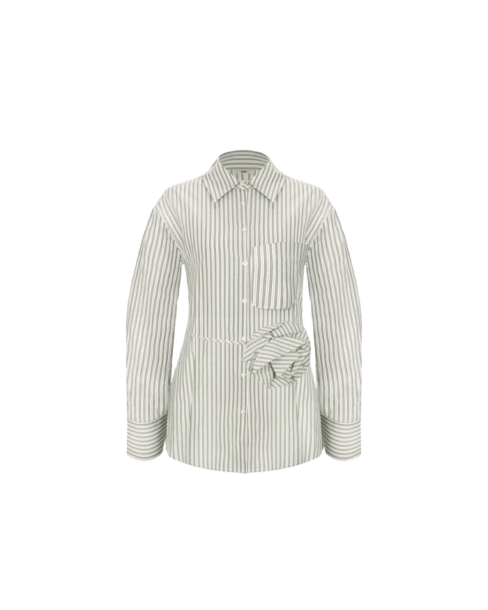 ANDRE ROSETTE SHIRT OLIVE STRIPE