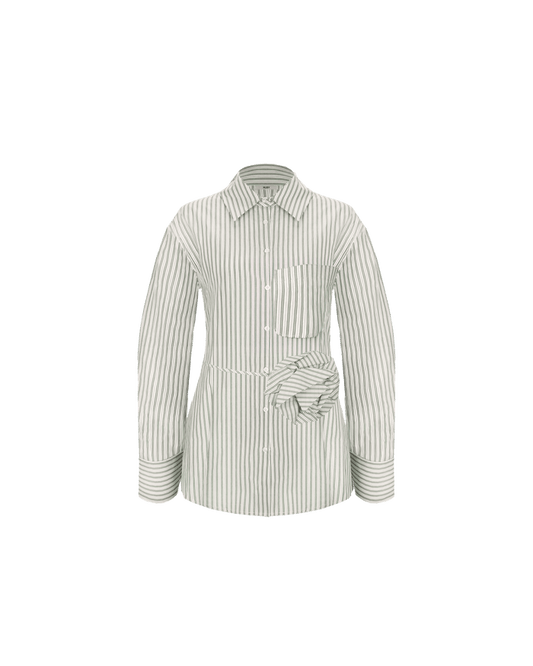 ANDRE ROSETTE SHIRT OLIVE STRIPE