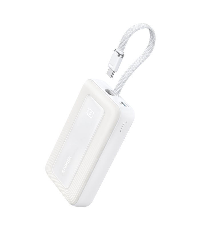 Anker Zolo Power Bank (10K, 30W) with a 5.4-inch (13.7 cm) built-in USB-C cable.