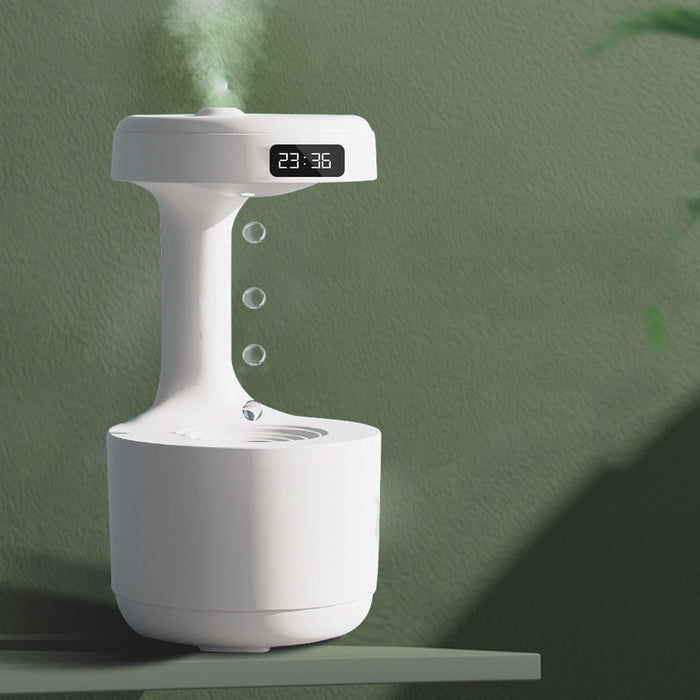 Humidifier product image showing the unit, mist area and LED clock for shoppers reviewing the visible design before ordering.