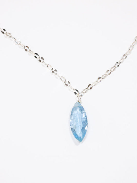Aquamarine Fancy Cut nh Necklace in Sterling Silver