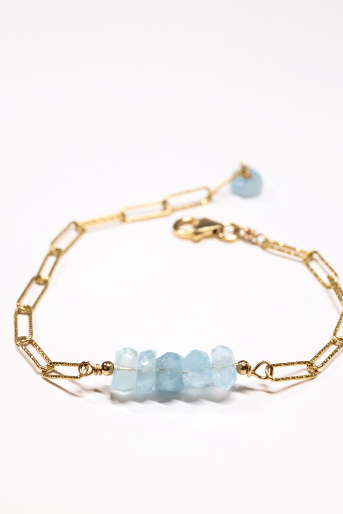 Aquamarine Roundel Gold Filled Bracelet