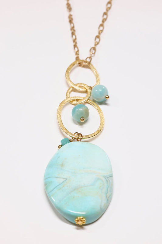 Long Aragonite necklace flat lay