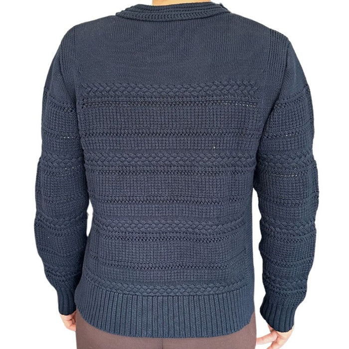 Autumn Cashmere Cable Cotton Sweater - Navy