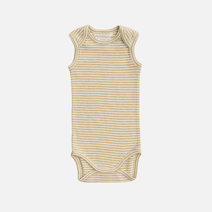 Baby Cotton Sleeveless Body - Chamomile/Off White