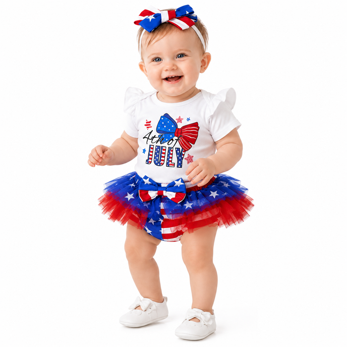 Baby girl romper set with tutu for summer family photos and celebrations