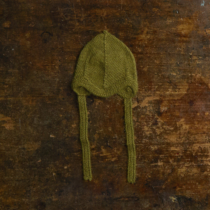 Baby Handknit Alpaca Bonnet - Olive