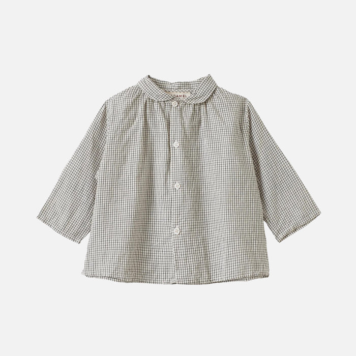 Baby Handloomed Cotton Aloe Shirt - Black Micro Check