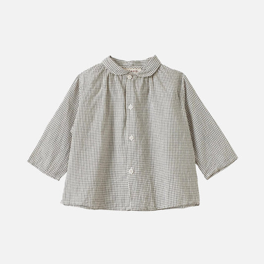 Baby Handloomed Cotton Aloe Shirt - Black Micro Check