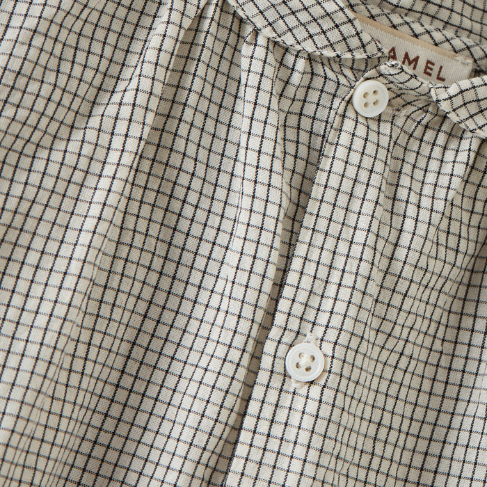 Baby Handloomed Cotton Aloe Shirt - Black Micro Check