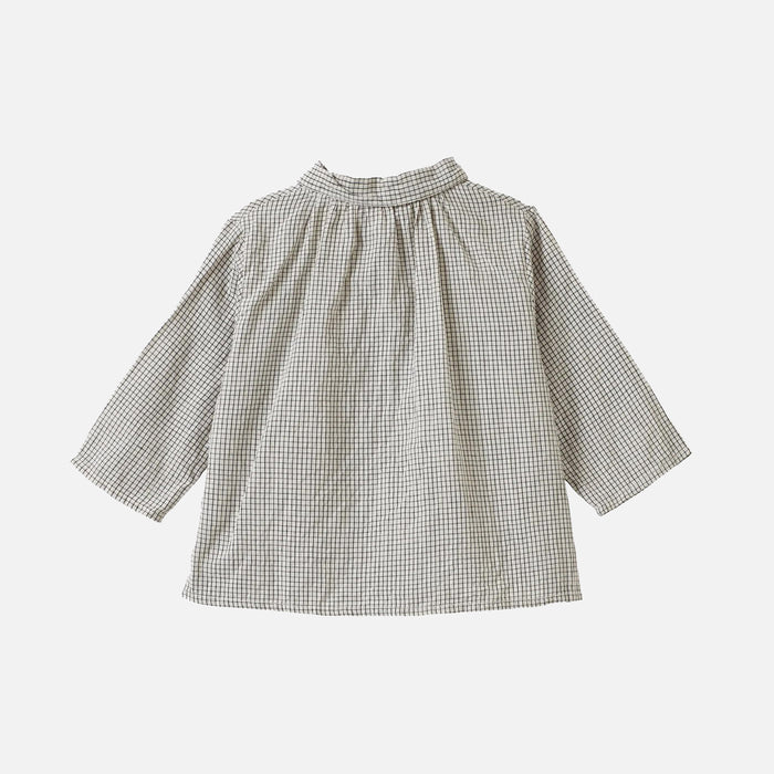 Baby Handloomed Cotton Aloe Shirt - Black Micro Check