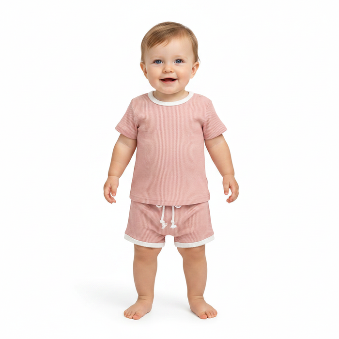 Cozy toddler set in mint ivory breathable cotton with relaxed silhouette for play, travel and home days