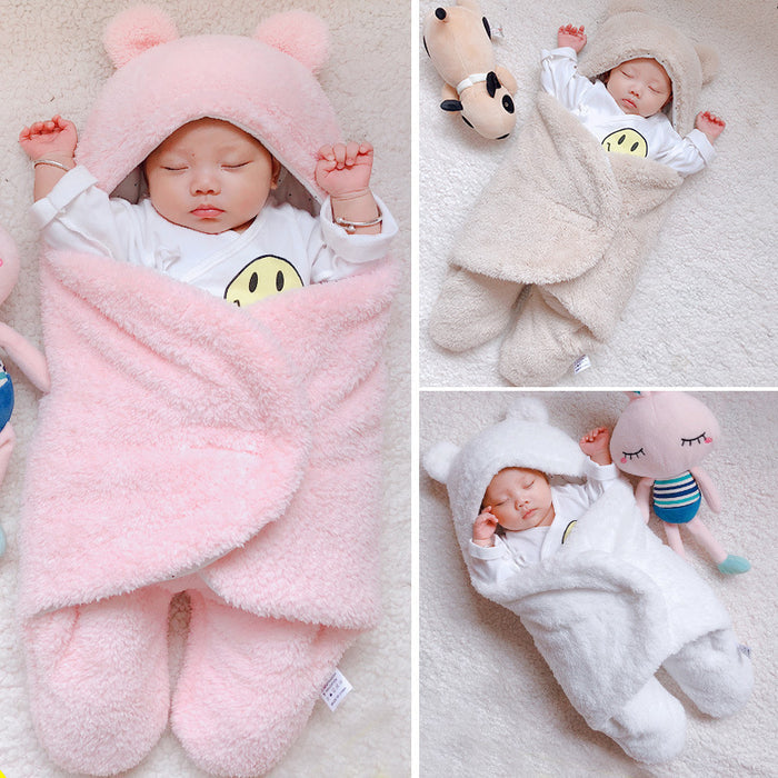 baby cotton sleeping bag blue color wrapped sleeping infant