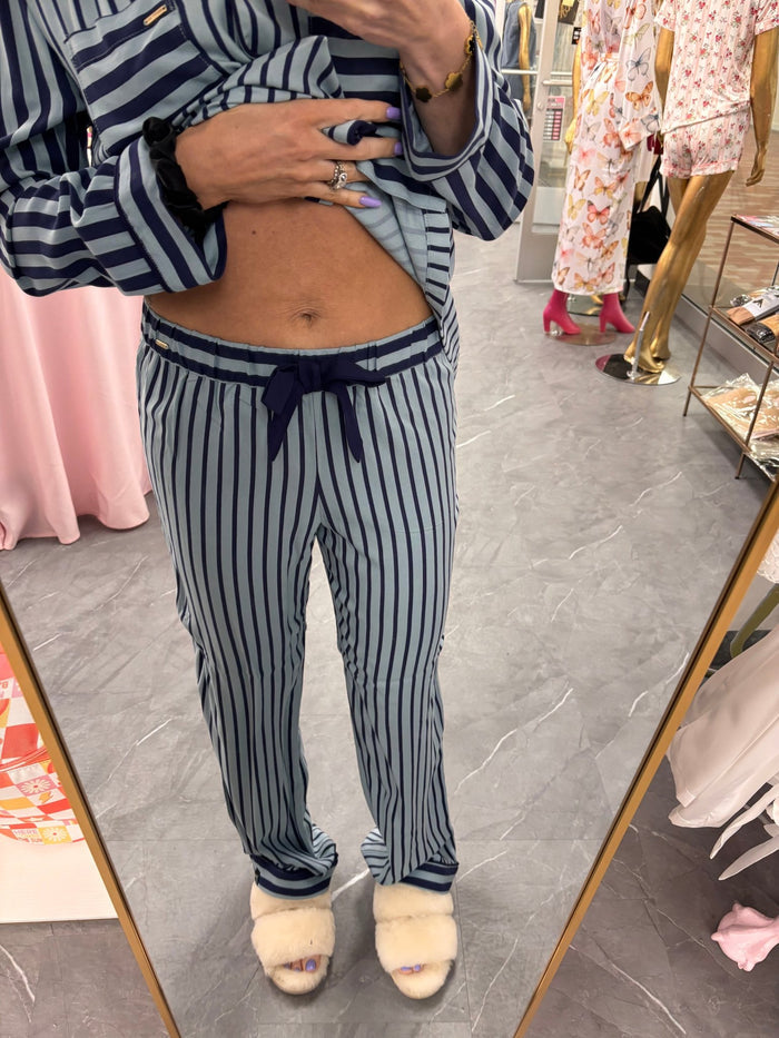 Bamboo Boyfriend Striped PJ Set - Blue - Intimate Whispers